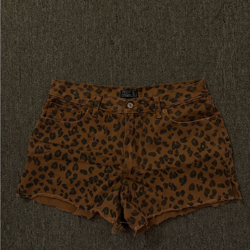 Abercrombie & Fitch Brown Leopard Print Jean Shorts